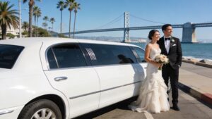 san diego wedding limo wedding couple Rides On Time